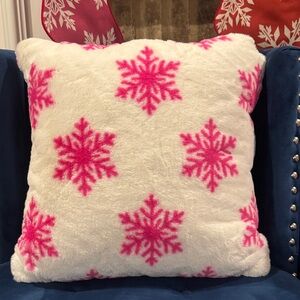 Rachel Zoe Hot Pink and White Snowflake Decorative Pillow